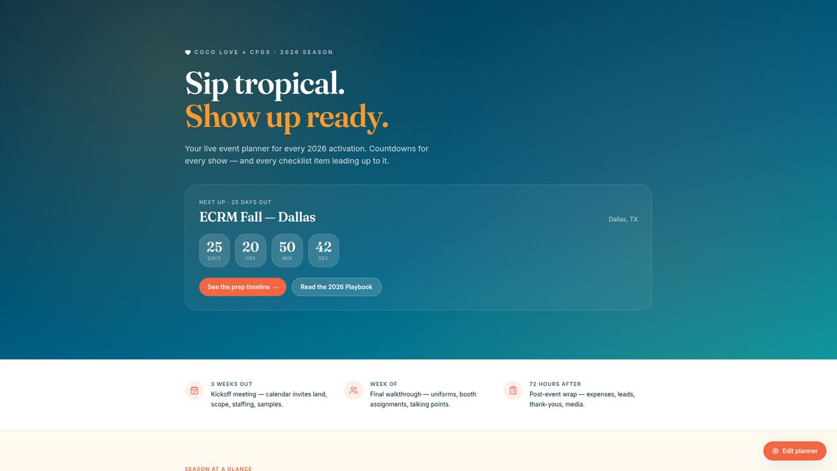 Screenshot of the Cocolove Tour website